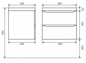 Тумба под раковину Uperwood Tanos 60 см, подвесная, белая/графит в Заречном - zarechnyy.mebel24.online | фото 6