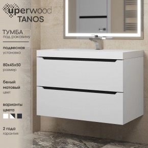 Тумба под раковину Uperwood Tanos 80 см, подвесная, белая/графит в Заречном - zarechnyy.mebel24.online | фото 3